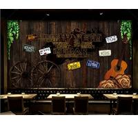 Carta da parati retrò in legno, hai una storia, decorazione bar, dipinto, caffetteria, ristorante, murale, 3D, 300x210cm