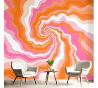 Carta Da Parati Rosso-Arancio Vortice Di Linea Effetto 3D 450X300Cm Fotomurale Cucina Murales Xxl Poster Gigante Design Casa Dinamica Astratta Per Soggiorno Camera Da Letto Corridoio Sala Da Pranzo