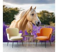 Carta Da Parati Rurale Oro Cavallo D'Oro Lavanda 300 X 210 Cm Vello Sfondo Murale Xxl Moderne Decorazione Grande Sfondo Per Tv Soggiorno Camera De Letto Sala Ufficio