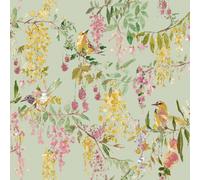 Grandeco A79302 Verde/Rosa Blackberry Percorso Parati Stile Country Decorazione