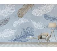 Carta da parati semplice dipinta a mano con piume ad acquerello, sfondo murale per soggiorno, camera da letto, caffetteria, 3D, 400x280cm