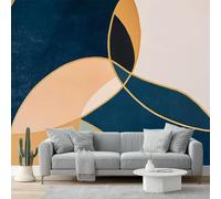 Carta Da Parati Semplicità Moderna Linee Blu Geometriche Dorate 200 X 140 Cm Vello Sfondo Murale Xxl Moderne Decorazione Grande Sfondo Per Tv Soggiorno Camera De Letto Sala Ufficio