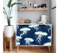 carta da parati soggiorno 44 X100Lcm Bellissime Meduse Nel Blu Profondo Del Mare carta da parati floreale Copertura da parete autoadesiva per rinnovare ambienti in pochi minuti, senza attrezzi Z260797