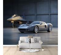 Carta Da Parati Soggiorno Aerei Da Combattimento Auto Sportive 400x280 cm Murale Poster Grande Arte 3D, Carta Da Parati Fotomurale Decora per Camera Letto, Sala Pranzo, Cucina