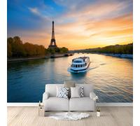 Carta Da Parati Soggiorno Crociera Al Tramonto Sul Lago 400x280 cm Murale Poster Carta Da Parati Panoramico 3D, Decorazione Muro per Camera Letto Cucina Cameretta Bambini