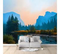 Carta Da Parati Soggiorno Montagne Foreste Fiumi 350x256 cm Murale Poster Carta Da Parati Panoramico 3D, Decorazione Muro per Camera Letto Cucina Cameretta Bambini