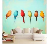 Carta Da Parati Soggiorno Uccello su un filo 300x210 cm Murale Poster Grande Arte 3D, Carta Da Parati Fotomurale Decora per Camera Letto, Sala Pranzo, Cucina