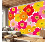 Carta Da Parati Stampe Floreali 300×210Cmcolori Misti Tessuto Di Seta Murale Alla Decorazione Da Muro Gigante Design Carta Per Pareti Stile Giocoso Aspetto Concreto Natura