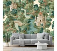 Carta Da Parati Stile Mediterraneo Architettura Fiume Verde Blu 3D Fotomurale - Design Moderno In Tessuto Non Tessuto Per Soggiorno, Camera Da Letto, Cucina, - Murale 300 X 210 Cm