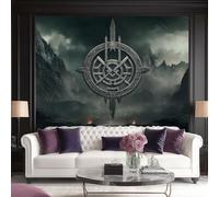 Carta Da Parati Stile Nordico Rune Panoramica 3D Non Tessuto - Rune Delle Montagne Fotomurale Per Soggiorno, Camera Da Letto, Ufficio, Poster Gigante Design Moderno 400 X 280 Cm