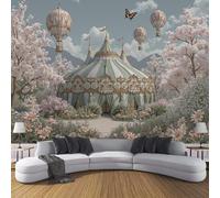 Carta da parati Tenda Da Circo Di Fantasia 350L × 256A cm Fotomurali in TNT Murale Scena Di Giardino Fantasy Decorazione da Muro Poster Gigante Design Carta pareti Soggiorno Verde