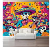 Carta da parati Teschio Umano, 250 x 175 cm Stile Cartone Animato Carta da parati fotografica personalizzata in tessuto non tessuto per soggiorno e cameretta dei bambini, Colorato