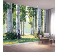 Carta da Parati Tessuto Non Tessuto Colorato - Nature Chaleureux Soleil Arbres Stampata - Facile da Applicare - Decorazione da Parete per Soggiorno Camera da Letto Ufficio - 300 x 210 cm