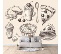 Carta da parati Torta 250 × 175 cm Fotomurali in TNT Murale alla moda Decorazione da Muro XXL Poster Gigante da Parete Torta, Pizza, Gelato Carta per pareti Camera da Letto