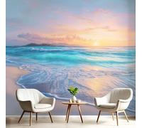 Carta Da Parati Tramonto Sulla Spiaggia In 3D 250X175Cmcolori Misti Tessuto Di Seta Murale Alla Decorazione Da Muro Gigante Design Carta Per Pareti Paesaggio Della Spiaggia Aspetto Concreto Natura