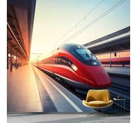 Carta Da Parati Trasporti Pubblici Moderni Treni - Rosso Decorazione Poster Arte Murale, Soggiorno Carta da Parati Non Tessuta per Ufficio Camera Da Letto Decorare 300 x 210 cm
