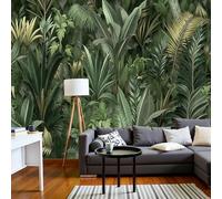 Carta da Parati Verde 300x210cm, Praterie E Giungle Piante Tropicali Decorazioni Parete, Seta Murale per Camera Letto, Soggiorno, Ufficio, TV Sfondo