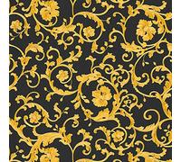 Carta da parati Versace Carta Da Parati Damasco Carta da parati tessuto non tessuto 10.05 m x 0.70 m Oro Nero Giallo Made in Germany 343262 34326-2