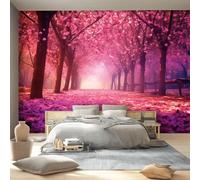 Carta da parati Vicolo Floreale Romantico E Sognante, 200 x 140 cm Carta da parati fotografica personalizzata in tessuto non tessuto per soggiorno e cameretta dei bambini, Viola