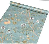 Carta da parati vintage con uccelli botanici buccia e bastone in vinile per pareti, cucina, bagno, camera da letto, arredamento, autoadesivo, melo a contatto, scaffale di carta, cassettiera, 45x35 cm