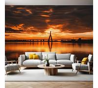 Carta da Parati Vista del ponte di Riga al tramonto Fotografica 3D Effetto 400x280 cm TNT Murale Decor da Muro Soggiorno Camera da Letto Sala Cucina Camera dei Bambini