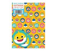 Carta da regalo Baby Shark 4 fogli 4 etichette formato foglio 70 cm x 50 cm prodotto ufficiale responsabile risorse