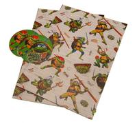 Carta da regalo Tartarughe Ninja Teenage Mutant, 2 fogli e 2 etichette, carta da regalo per compleanno
