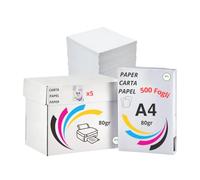 Carta da Stampa A4 Multiuso, Risma Foglio 80gsm,2500 Fogli 5 Risme da 500 Fogli di alta qualità - Carta per Fotocopie e Stampante A4 - Ideali per Ufficio e Casa Stampanti e Fotovopiatrici