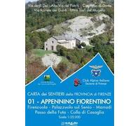 Carta dei sentieri della provincia di Firenze. Appennino Fiorentino. Firenzuola-Palazzuolo sul Senio-Marradi-Passo della Futa-Colla di Casaglia. Scala 1:25.000