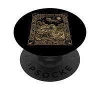 Carta dei tarocchi con lucertola dal collo celeste PopSockets PopGrip Adesivo