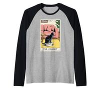 Carta dei Tarocchi Il Carro Gatto Robot Aspirapolvere Divertente Gatto Maglia con Maniche Raglan
