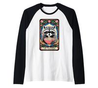 Carta dei tarocchi Il procione giapponese Ramen Noodles Raccoon Maglia con Maniche Raglan