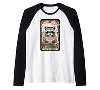 Carta dei tarocchi Il procione giapponese Ramen Noodles Raccoon Maglia con Maniche Raglan