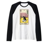 Carta dei Tarocchi L'imperatrice Cat On Robot Aspirapolvere Divertente Gatto Maglia con Maniche Raglan