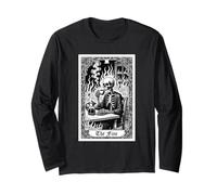 Carta dei tarocchi The Fine Skeleton Coffee Meme Gothic Dark Humor Maglia a Manica