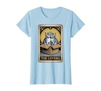 Carta dei tarocchi The Lovers Cats Cuddling Funny Cat Maglietta, Donna, Celeste, L