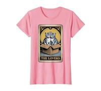 Carta dei tarocchi The Lovers Cats Cuddling Funny Cat Maglietta, Donna, Rosa, XL