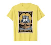 Carta dei tarocchi The Lovers Cats Cuddling Funny Cat Maglietta, Uomo, Limone, S