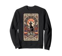 Carta dei tarocchi Vintage Gotica The Witch Black Cat Halloween 2024 Felpa