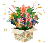 Carta di auguri di in 3D - Carta bouquet pop -up di fatta a mano, design di tulipani girasole di giglio di rosa | Regalo floreale romantico, cartas di celebrazione creativa, bellissimo rico