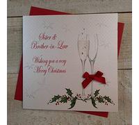Carta di Cotone Bianco Carte X41 Natale, Inglese Scritta Sorella e Fratello-in-Law ..., Fatto a Mano, Bianco