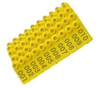 Carta di identificazione del bestiame, Confezione da 100 marchi auricolari for bestiame multicolore, diametro 3 cm, for bovini, ovini e suini(Yellow,001-100)