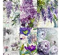 Carta di riso a tema gelso, 20,5 x 26,5 cm, 6 diverse immagini stampate in carta di gelso da 30 g/m², fibre visibili per decoupage, artigianato, tecnica mista, collage artistico