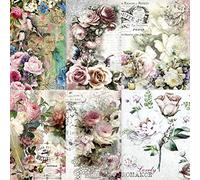 Carta di riso a tema rosa, 20 x 26,6 cm (6 pezzi) - 6 disegni per scrapbooking, biglietti, artigianato, decoupage CRAFT KREATIVELY