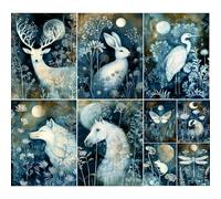 Carta di riso con animali cianotipi, 21 x 27 cm, per decoupage, per mobili, tecnica mista, biglietti e artigianato, per decoupage CRAFT KREATIVELY