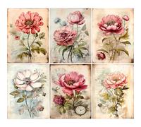 Carta di riso con fiori vintage, 21 x 27 cm, per decoupage, per mobili, tecnica mista, biglietti e artigianato, decoupage CRAFT KREATIVELY