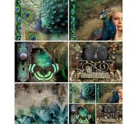 Carta di riso con pavone scuro, 21 x 27 cm, per decoupage, per mobili, tecnica mista, biglietti e artigianato, per decoupage CRAFT KREATIVELY