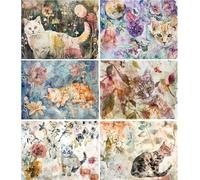 Carta di riso da giardino con gatti, 21 x 27 cm, per decoupage, mobili, tecnica mista, biglietti e artigianato, decoupage CRAFT KREATIVELY