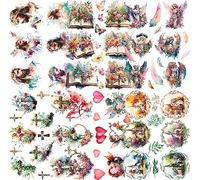 Carta di riso di gelso a tema cristiano, 20,32 x 26,67 cm, 6 immagini uniche stampate in carta di gelso da 30 g/m², fibre visibili, per decoupage, artigianato, tecnica mista, collage artistico