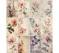 Carta di riso floreale vintage, 20 x 26,5 cm (6 fogli) - 6 x carte per decoupage per collage, tecnica mista, creazione di biglietti e artigianato, decoupage CRAFT KREATIVELY
